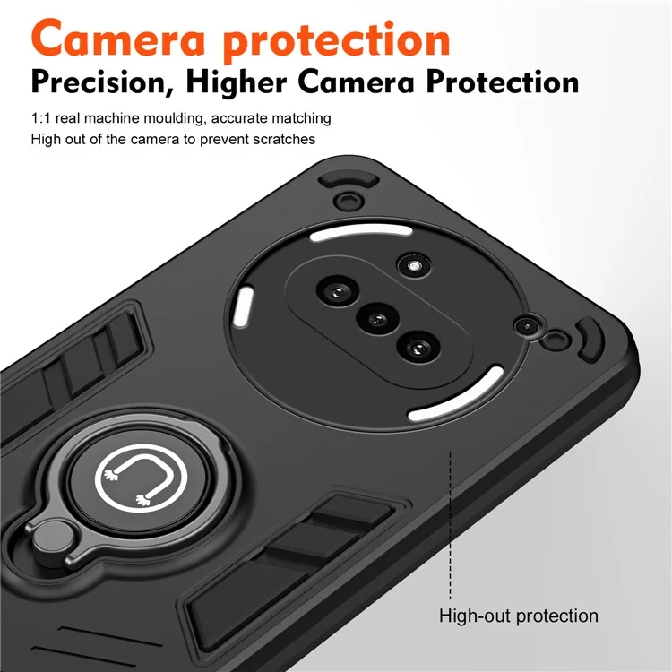 For Nothing Phone (3a) Case Slide Camshield Kickstand PC + TPU Phone Cover - Black