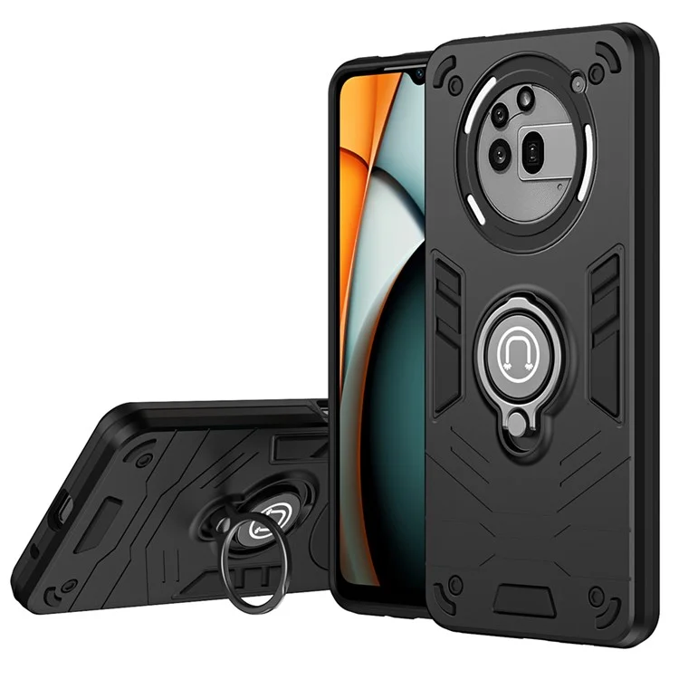 For Nothing Phone (3a) Pro Case Slide Camshield Kickstand PC + TPU Phone Cover - Black