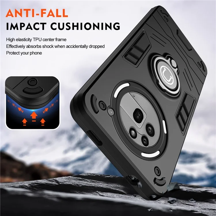 For Nothing Phone (3a) Pro Case Slide Camshield Kickstand PC + TPU Phone Cover - Black