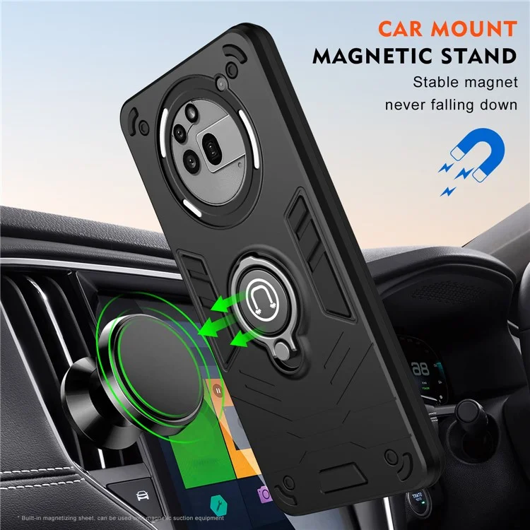 For Nothing Phone (3a) Pro Case Slide Camshield Kickstand PC + TPU Phone Cover - Black