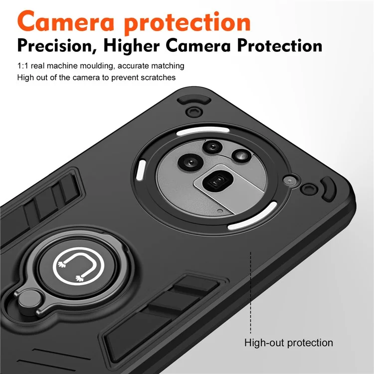 For Nothing Phone (3a) Pro Case Slide Camshield Kickstand PC + TPU Phone Cover - Black