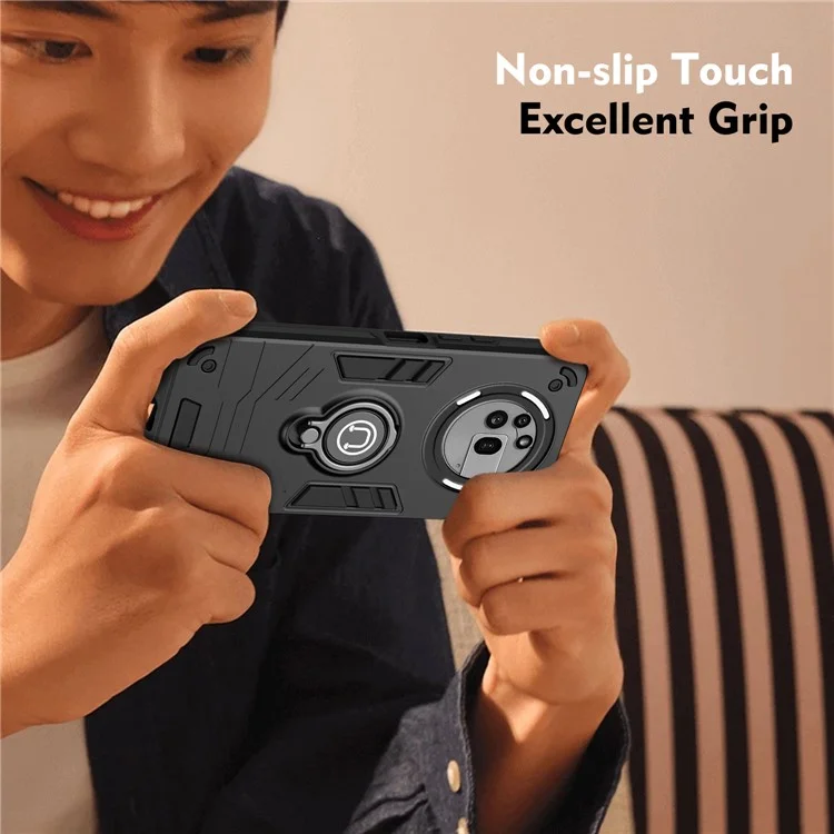 For Nothing Phone (3a) Pro Case Slide Camshield Kickstand PC + TPU Phone Cover - Black