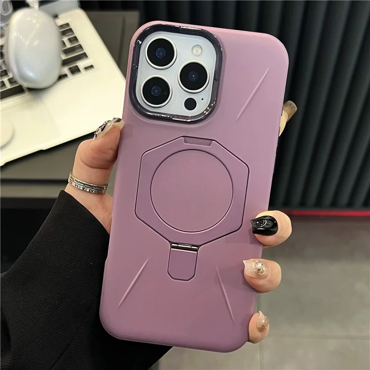 Für iPhone 16 Pro Max Magnetische Hülle TPU + PC Rauten-Ständer Handyrückseite - Lila