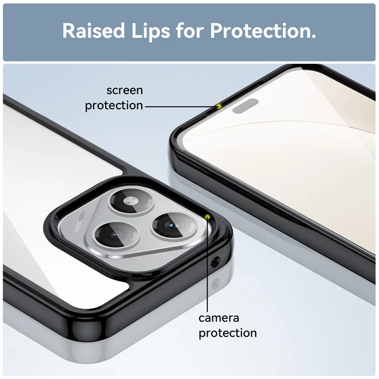 For Honor 400 Lite / X70i Case TPU + Acrylic Protective Clear Phone Cover - Black
