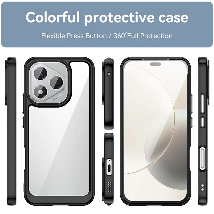 For Honor 400 Lite / X70i Case TPU + Acrylic Protective Clear Phone Cover - Black