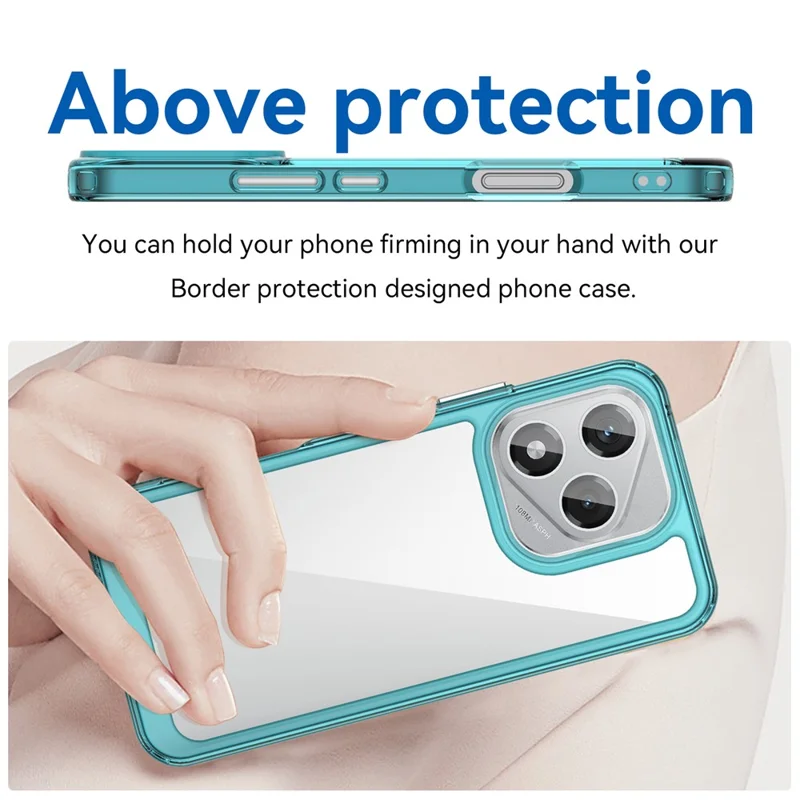 Cover per For Honor 400 Lite in TPU + Acrilico, Custodia Protettiva Trasparente per Telefono - Blu Trasparente