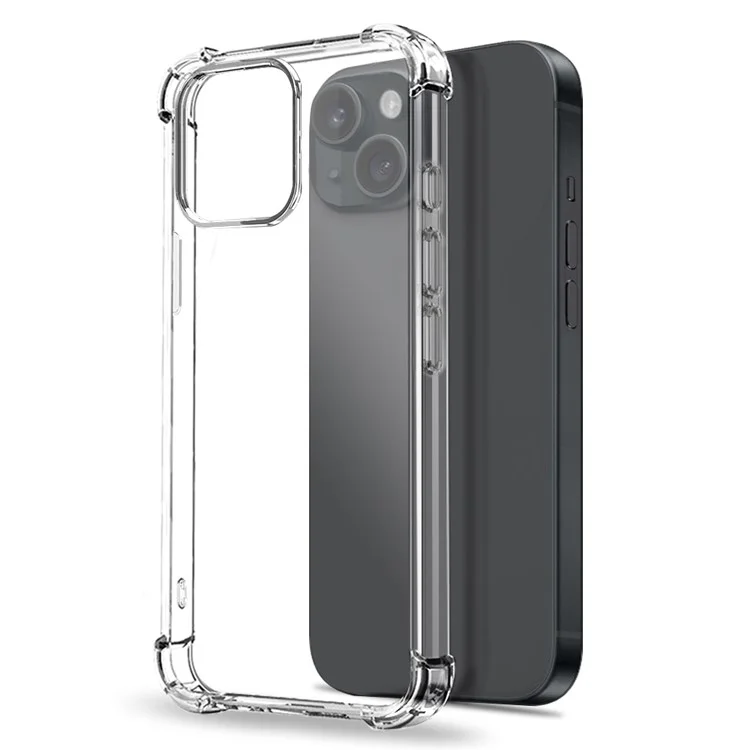 NORTHJO For iPhone 15 Clear Phone Case Four Corner Shockproof TPU Cover with Tempered Glass