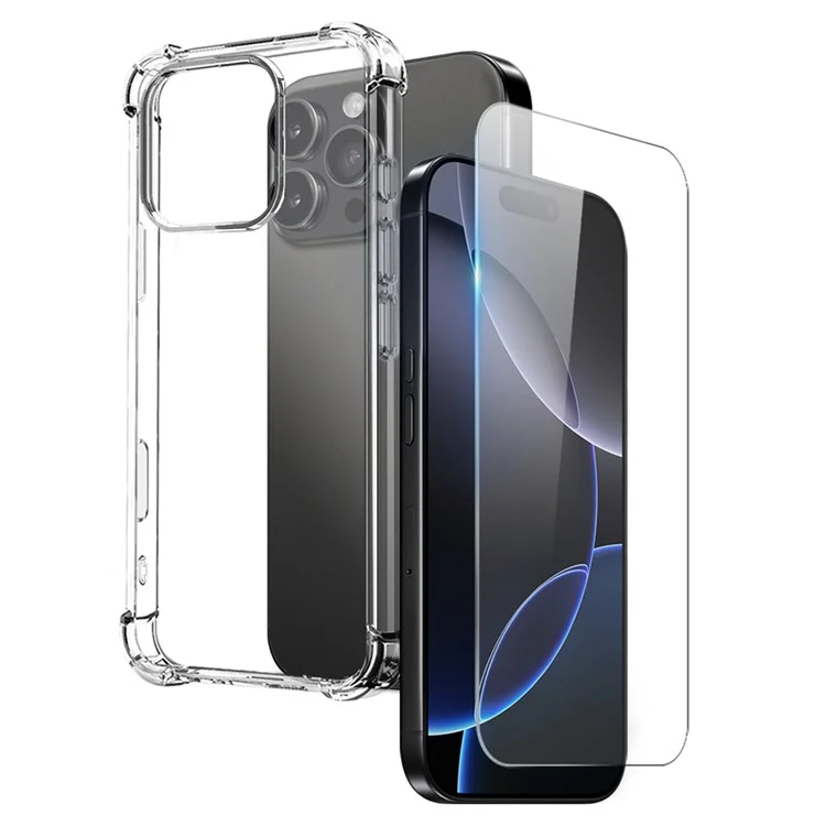 NORTHJO per iPhone 16 Pro Cover Trasparente per Telefono Antiurto a Quattro Angoli con Vetro Temperato