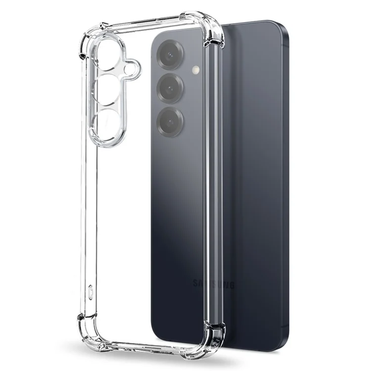 NORTHJO Para Samsung Galaxy S25 Funda transparente a prueba de golpes Cubierta de TPU con soporte de vidrio templado para desbloqueo de huella digital