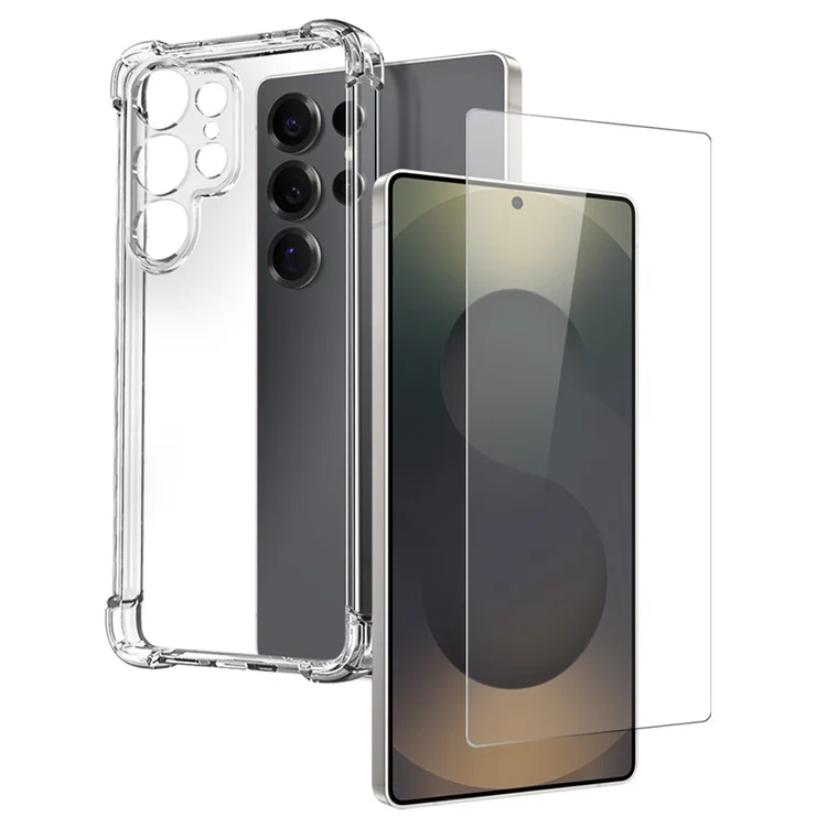 NORTHJO Funda Transparente Anticaídas TPU para Samsung Galaxy S25 Ultra con Cristal Templado y Soporte para Desbloqueo por Huella