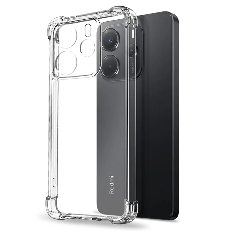 NORTHJO For Xiaomi Redmi Note 14 4G (163.25mm) Clear Phone Case Four Corner Shockproof TPU Cover with Tempered Glass