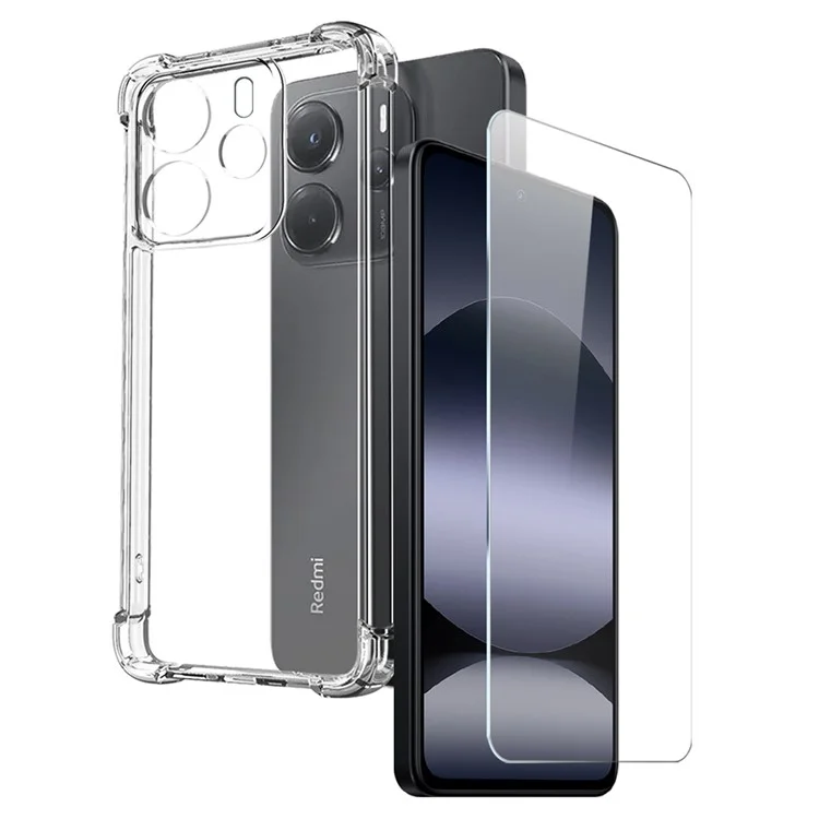 NORTHJO Para Xiaomi Redmi Note 14 5G Funda Transparente para Teléfono Anticaídas de Cuatro Esquinas con Cubierta de TPU y Cristal Templado