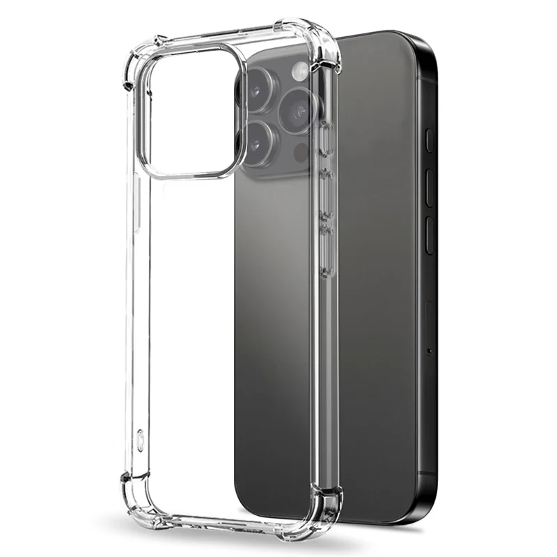 NORTHJO per iPhone 15 Pro Cover Trasparente Antiurto in TPU con Vetro Temperato e Pellicola Protettiva per Obiettivo Fotocamera