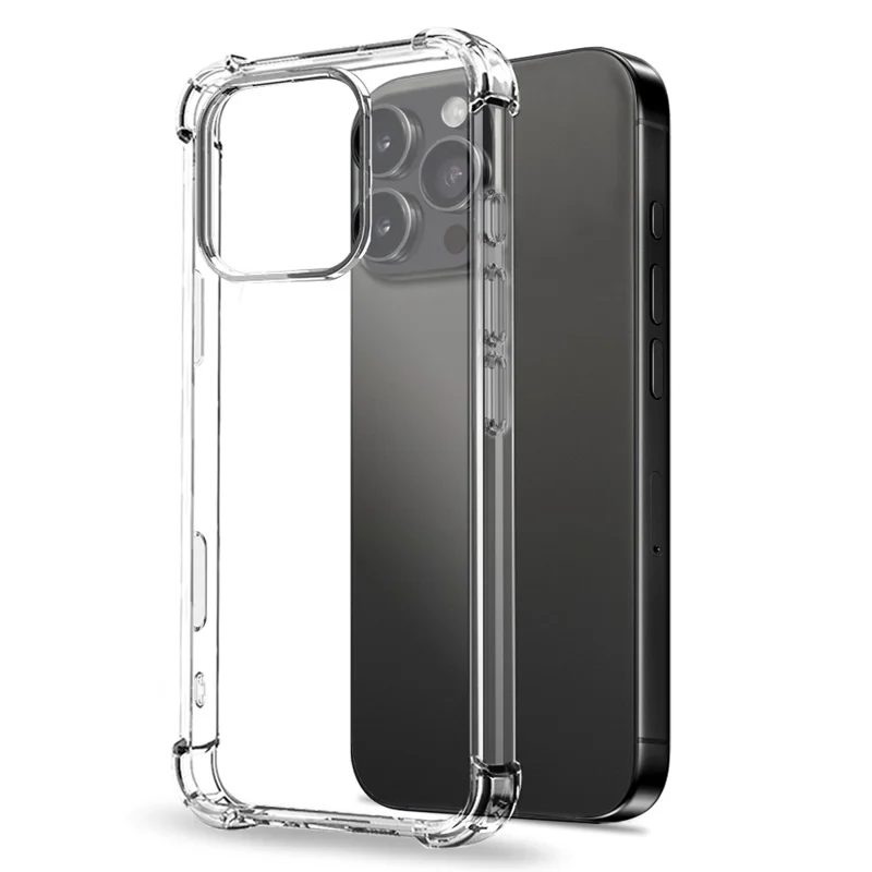 NORTHJO For iPhone 16 Pro Max Clear Case Shockproof TPU Cover with Tempered Glass and Camera Lens Film