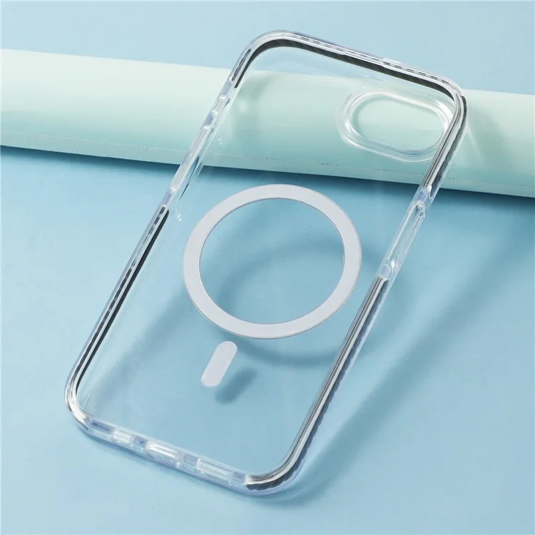 Funda para iPhone 16e Compatible con MagSafe Anillo de Purpurina TPU + Carcasa Transparente de Acrílico con Protección Antichoque - Negro