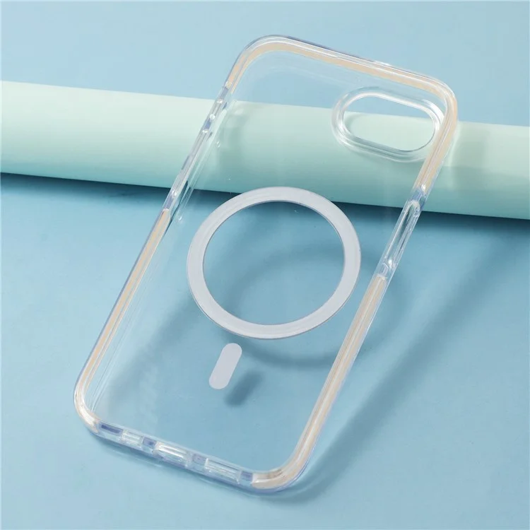 Für iPhone 16e Hülle Kompatibel mit MagSafe Glitzer Ring TPU + Acryl Transparente Handyhülle mit Luftkissenpolsterung - Roségold
