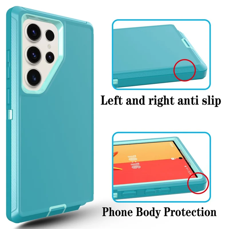 For Samsung Galaxy S24 Ultra Case 3 in 1 Detachable Shockproof Anti Slip TPU + PC Phone Back Cover - Light Green  /  Blue Green