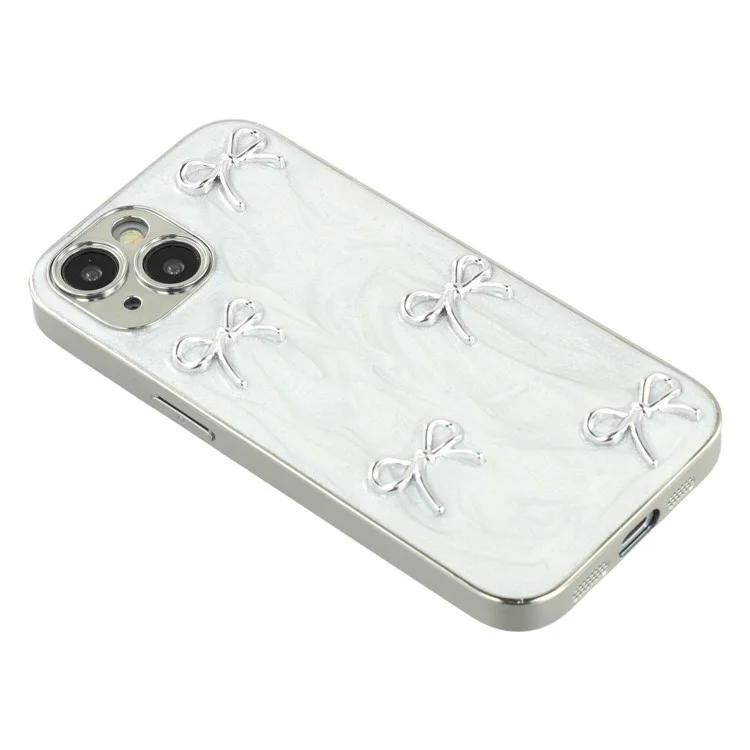 For iPhone 15 Case Electroplated Epoxy Metal Decor TPU + Acrylic Phone Cover Precise Cutouts - Five Bows
