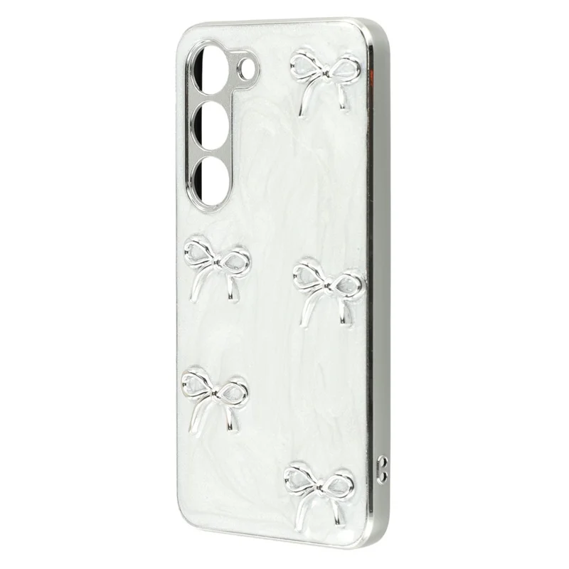 For Samsung Galaxy S23 Case Electroplated Epoxy Metal Decor TPU + Acrylic Phone Cover Precise Cutouts - Five Bows