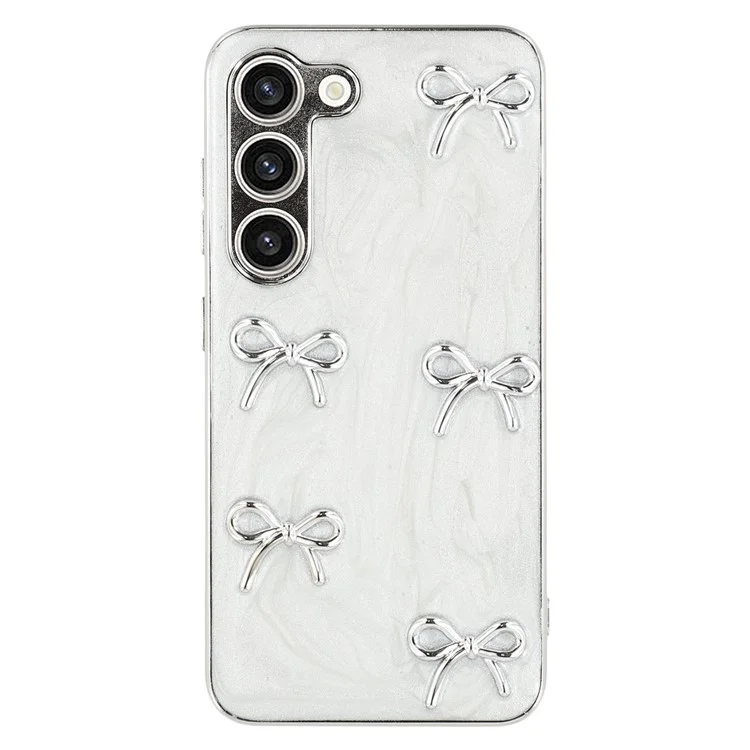 For Samsung Galaxy S23+ Case Electroplated Epoxy Metal Decor TPU + Acrylic Phone Cover Precise Cutouts - Five Bows