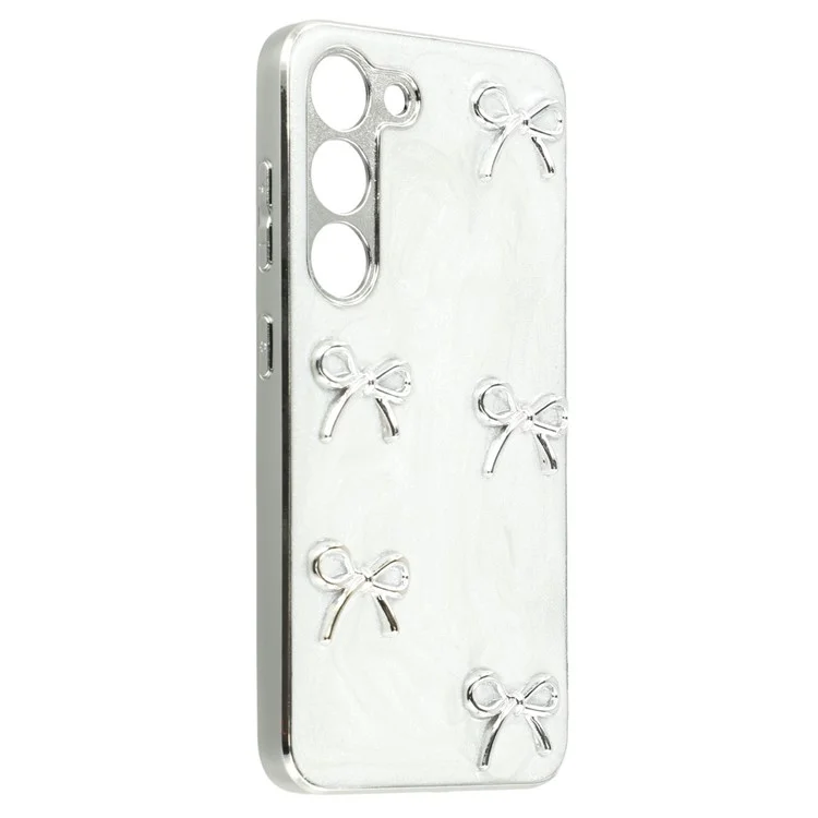 For Samsung Galaxy S23+ Case Electroplated Epoxy Metal Decor TPU + Acrylic Phone Cover Precise Cutouts - Five Bows