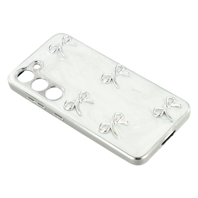 For Samsung Galaxy S23+ Case Electroplated Epoxy Metal Decor TPU + Acrylic Phone Cover Precise Cutouts - Five Bows