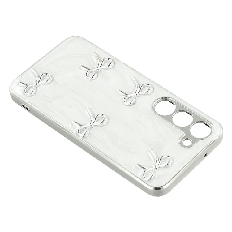 For Samsung Galaxy S23+ Case Electroplated Epoxy Metal Decor TPU + Acrylic Phone Cover Precise Cutouts - Five Bows