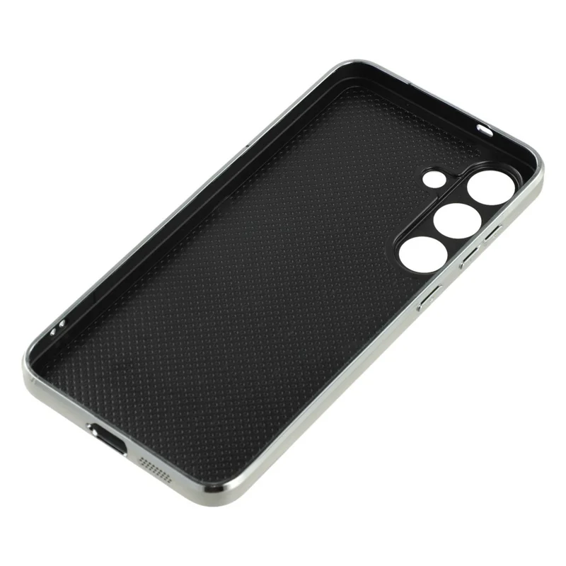 For Samsung Galaxy S25 Case Electroplated Epoxy Metal Decor TPU + Acrylic Phone Cover Precise Cutouts - Mirror Butterfly