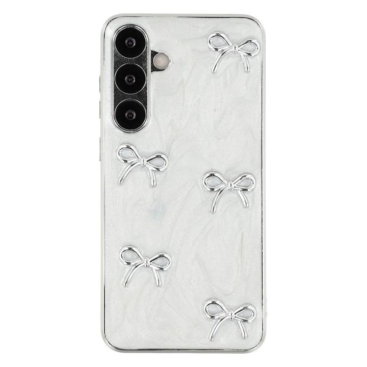 For Samsung Galaxy S25+ Case Electroplated Epoxy Metal Decor TPU + Acrylic Phone Cover Precise Cutouts - Five Bows