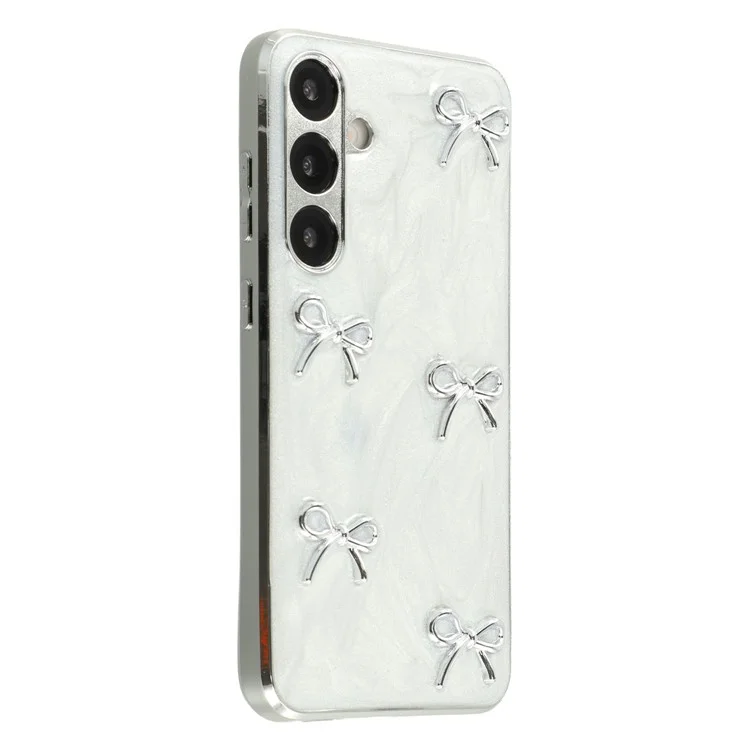 For Samsung Galaxy S25+ Case Electroplated Epoxy Metal Decor TPU + Acrylic Phone Cover Precise Cutouts - Five Bows