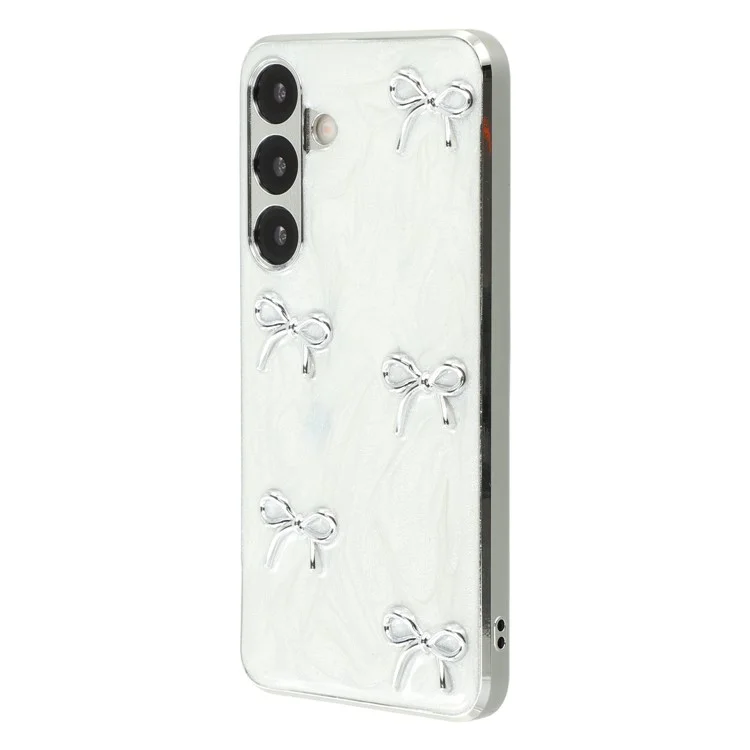 For Samsung Galaxy S25+ Case Electroplated Epoxy Metal Decor TPU + Acrylic Phone Cover Precise Cutouts - Five Bows