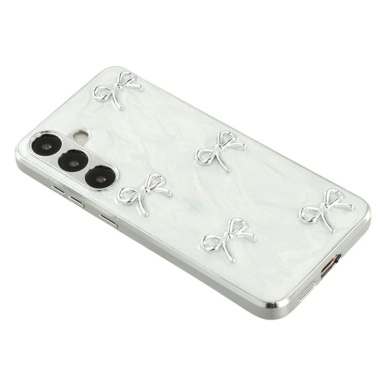 For Samsung Galaxy S25+ Case Electroplated Epoxy Metal Decor TPU + Acrylic Phone Cover Precise Cutouts - Five Bows