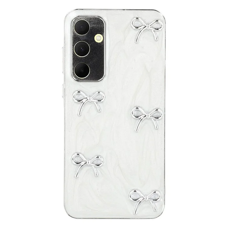 For Samsung Galaxy A55 5G Case Electroplated Epoxy Metal Decor TPU + Acrylic Phone Cover Precise Cutouts - Five Bows