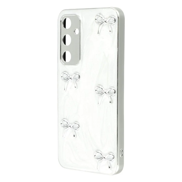 For Samsung Galaxy A55 5G Case Electroplated Epoxy Metal Decor TPU + Acrylic Phone Cover Precise Cutouts - Five Bows