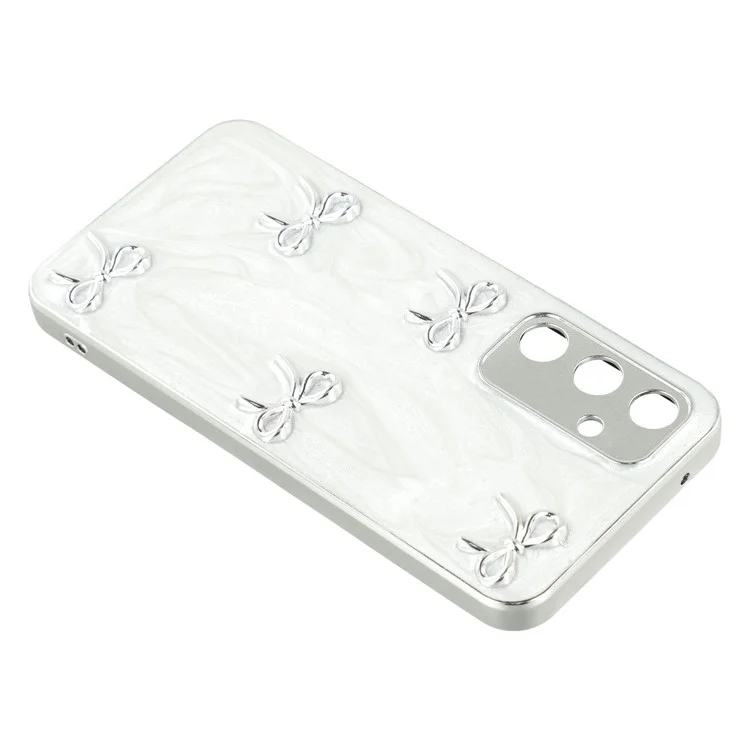 For Samsung Galaxy A55 5G Case Electroplated Epoxy Metal Decor TPU + Acrylic Phone Cover Precise Cutouts - Five Bows