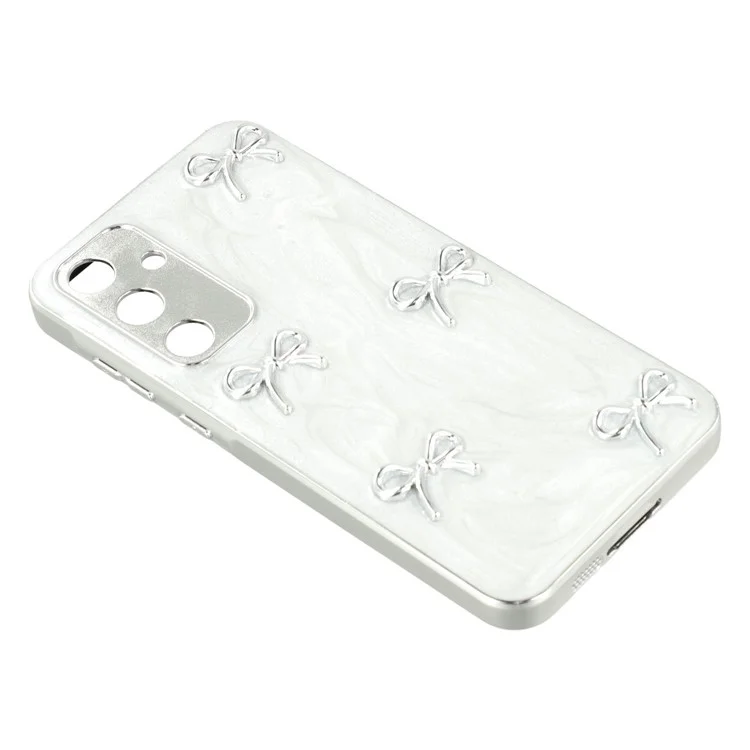 For Samsung Galaxy A55 5G Case Electroplated Epoxy Metal Decor TPU + Acrylic Phone Cover Precise Cutouts - Five Bows