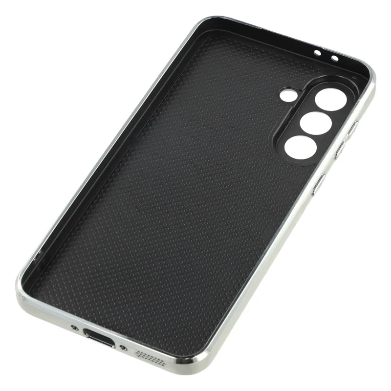 For Samsung Galaxy A36 5G Case Electroplated Epoxy Metal Decor TPU + Acrylic Phone Cover Precise Cutouts - Three Butterflies