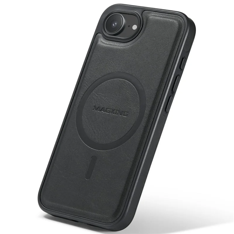 MAGKING K1 Series Funda Magnética para iPhone 16e de PC + TPU + Cuero PU - Negro