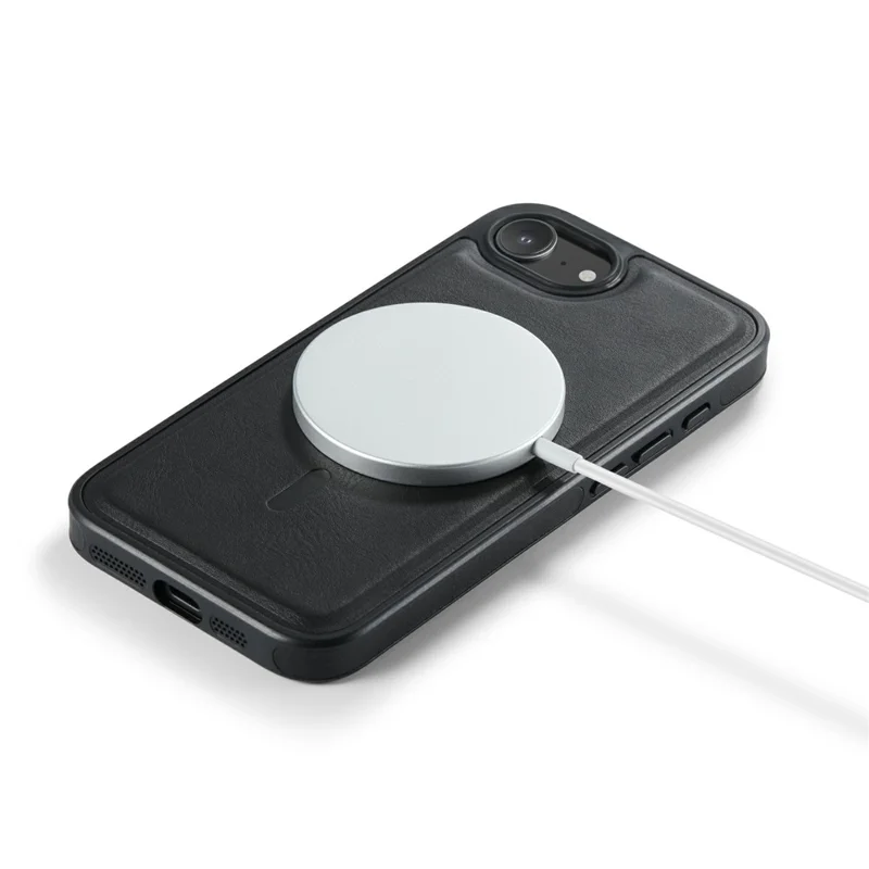 MAGKING K1 Series Funda Magnética para iPhone 16e de PC + TPU + Cuero PU - Negro