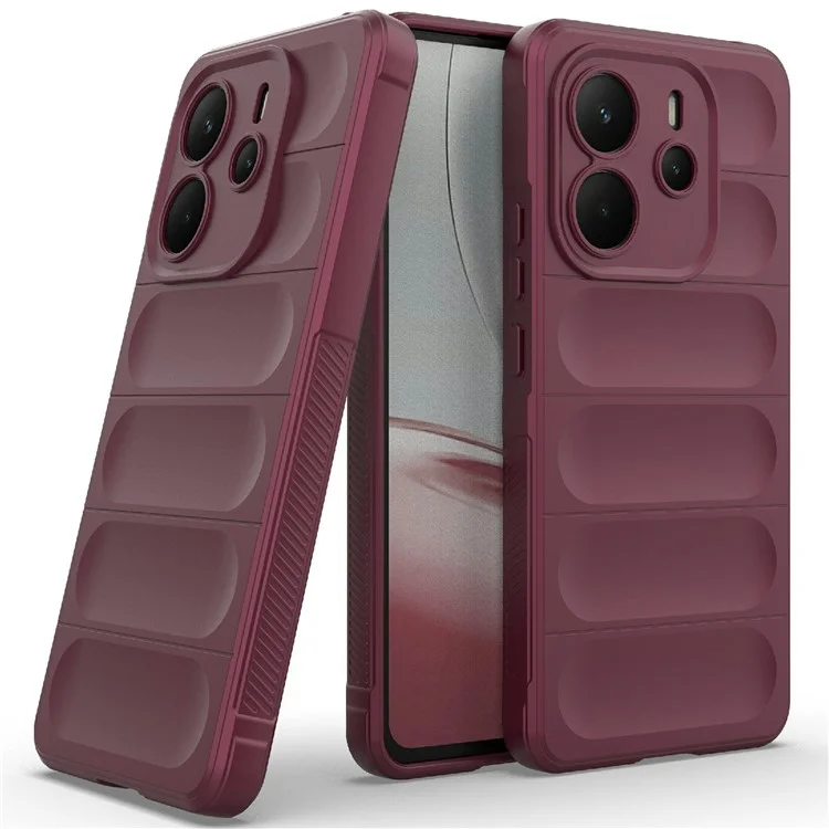 Für Xiaomi Redmi Note 14 4G (164,84 mm) Hülle Stoßfest Weiches TPU Robustes Handyhinteres Schutzhülle - Weinrot