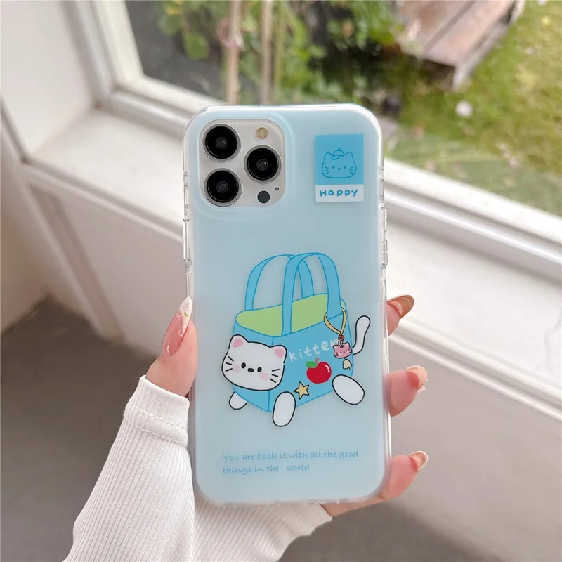 For iPhone 16 Pro Max Case Double Sided IMD Handbag Cat Acrylic + TPU Shockproof Phone Cover