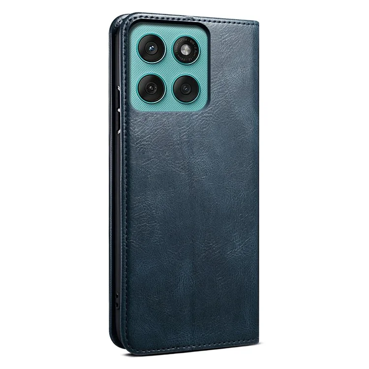 For Motorola Moto G Stylus 5G (2025) / Edge 60 Stylus 5G Case Crazy Horse Texture Waxy Leather Wallet Stand Phone Cover - Blue