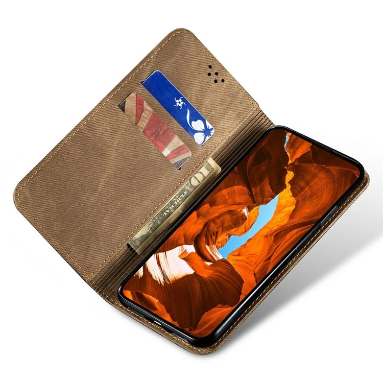 For Motorola Moto G Stylus 5G (2025) / Edge 60 Stylus 5G Case Jeans Cloth Texture Anti-Scratch Leather Stand Phone Cover - Khaki