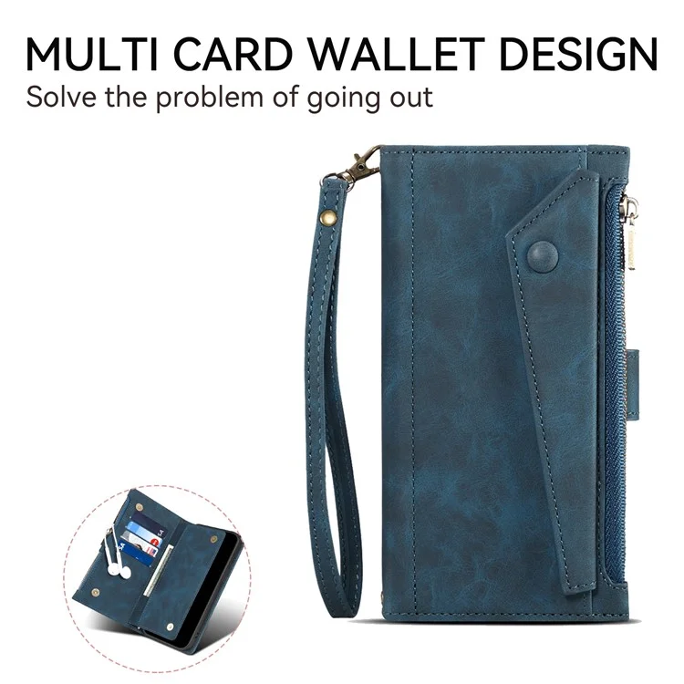 ESEBLE Star Series For Motorola Moto G Stylus 5G (2025) / Edge 60 Stylus 5G Case Zipper Wallet Leather Stand Phone Cover - Blue