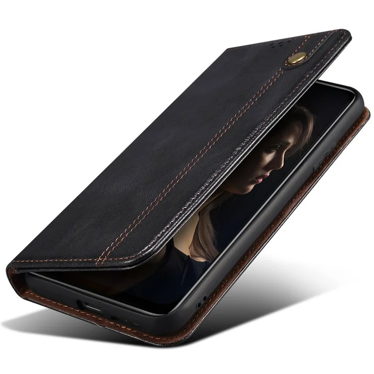 For OnePlus 13T 5G Case Crazy Horse Texture Waxy Leather Wallet Stand Phone Cover - Black