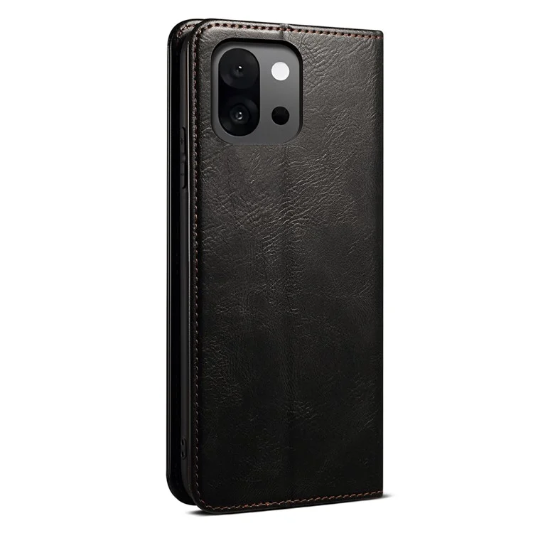 For OnePlus 13T 5G Case Crazy Horse Texture Waxy Leather Wallet Stand Phone Cover - Black