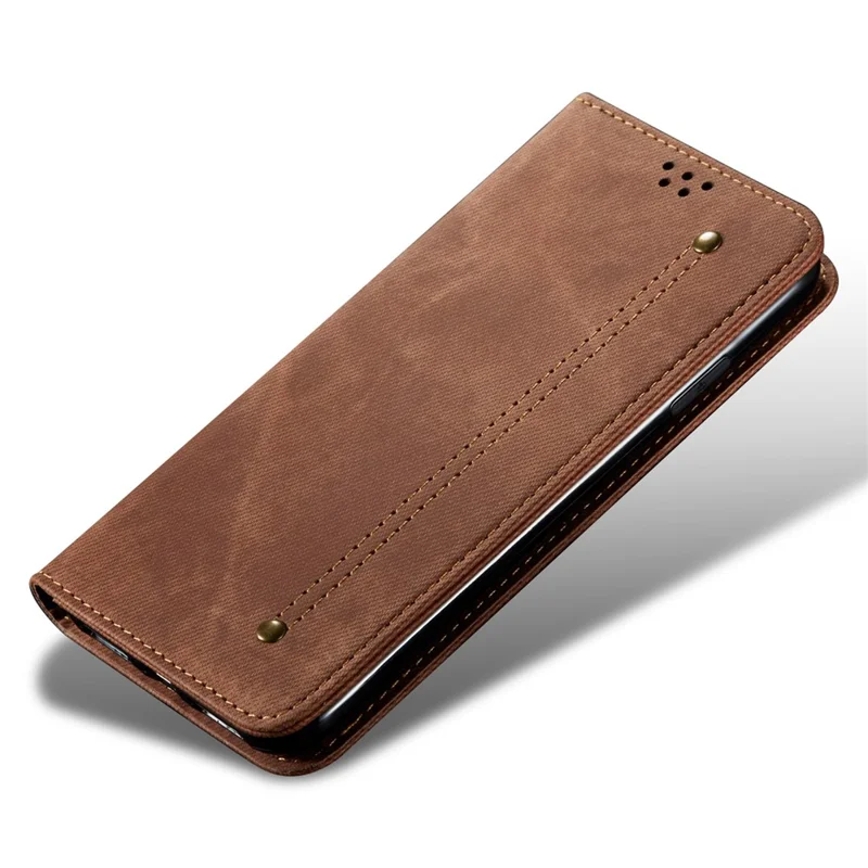 For OnePlus 13T 5G Case Jeans Cloth Texture Anti-Scratch Leather Stand Phone Cover - Coffee