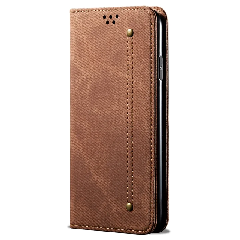 For OnePlus 13T 5G Case Jeans Cloth Texture Anti-Scratch Leather Stand Phone Cover - Coffee