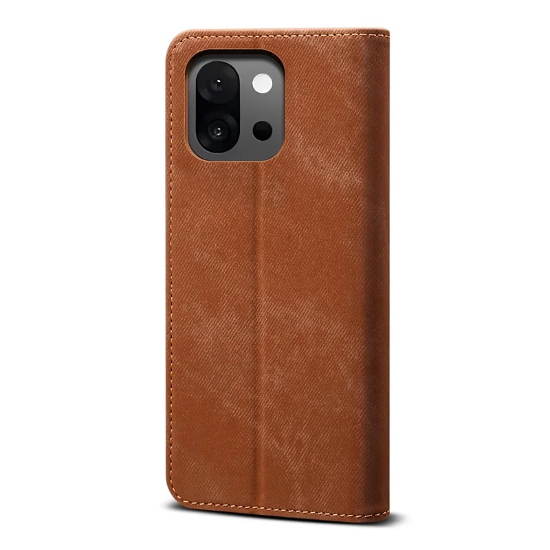 For OnePlus 13T 5G Case Jeans Cloth Texture Anti-Scratch Leather Stand Phone Cover - Coffee