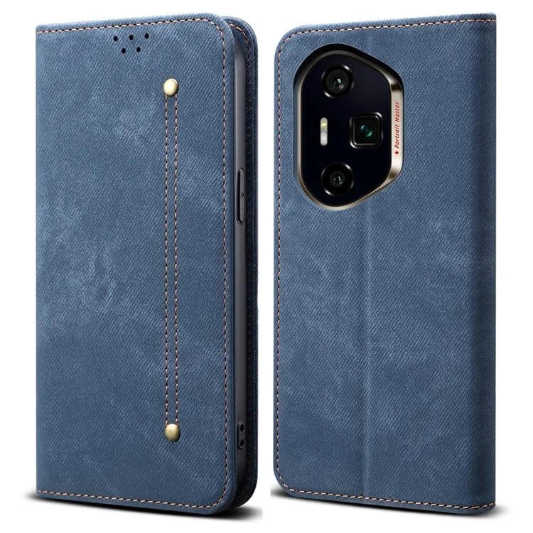 For Honor 400 Pro Étui Texture en jean anti-rayures Étui de téléphone en cuir - Bleu